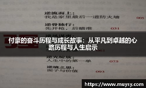 付豪的奋斗历程与成长故事：从平凡到卓越的心路历程与人生启示
